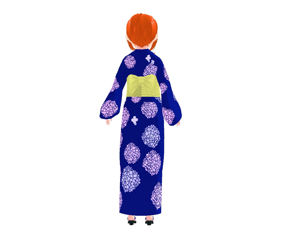 浴衣、あじさい(青)| Hydrangea Yukata (Blue)