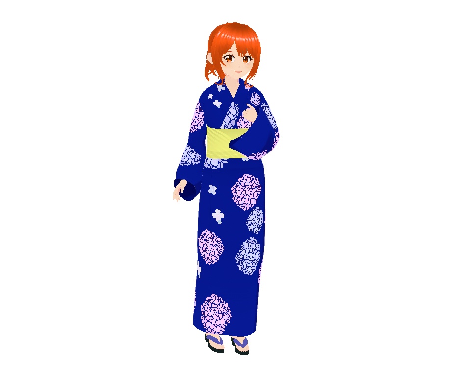 浴衣、あじさい(青)| Hydrangea Yukata (Blue)