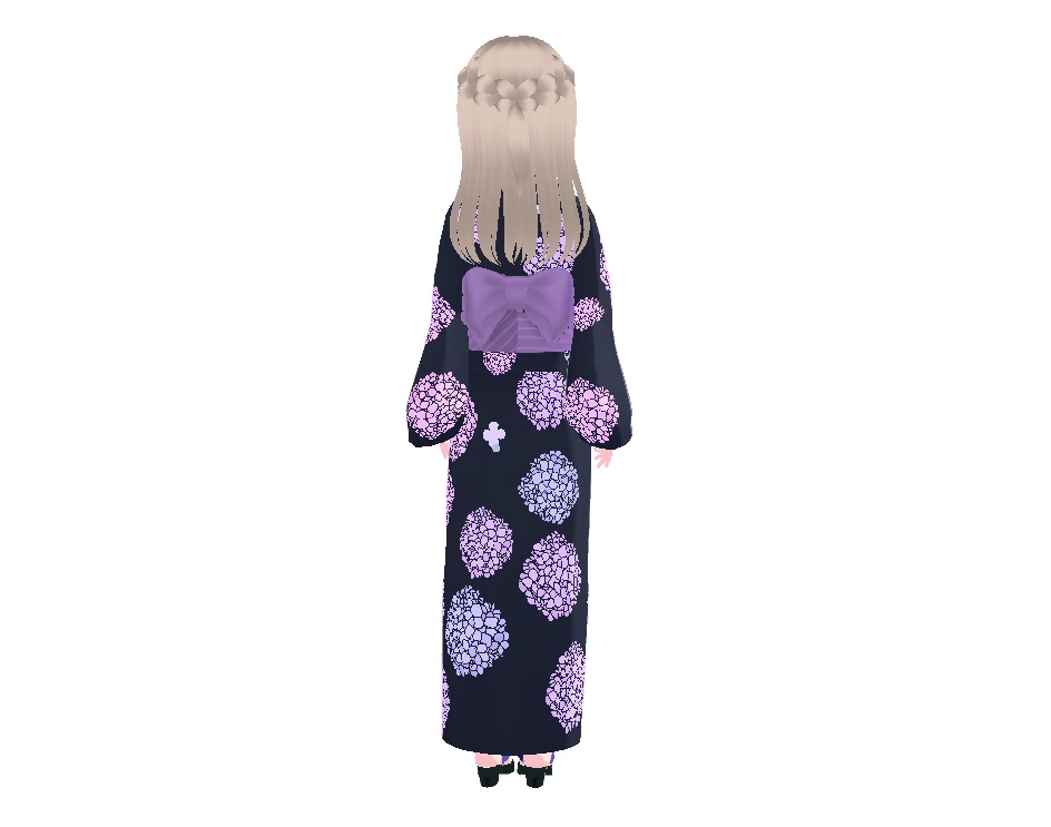 浴衣(あじさい、黒)|Hydrangea Yukata (Black)