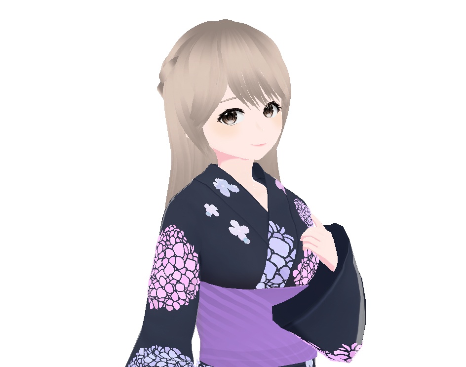 浴衣（あじさい、黒）｜Hydrangea Yukata (Black)