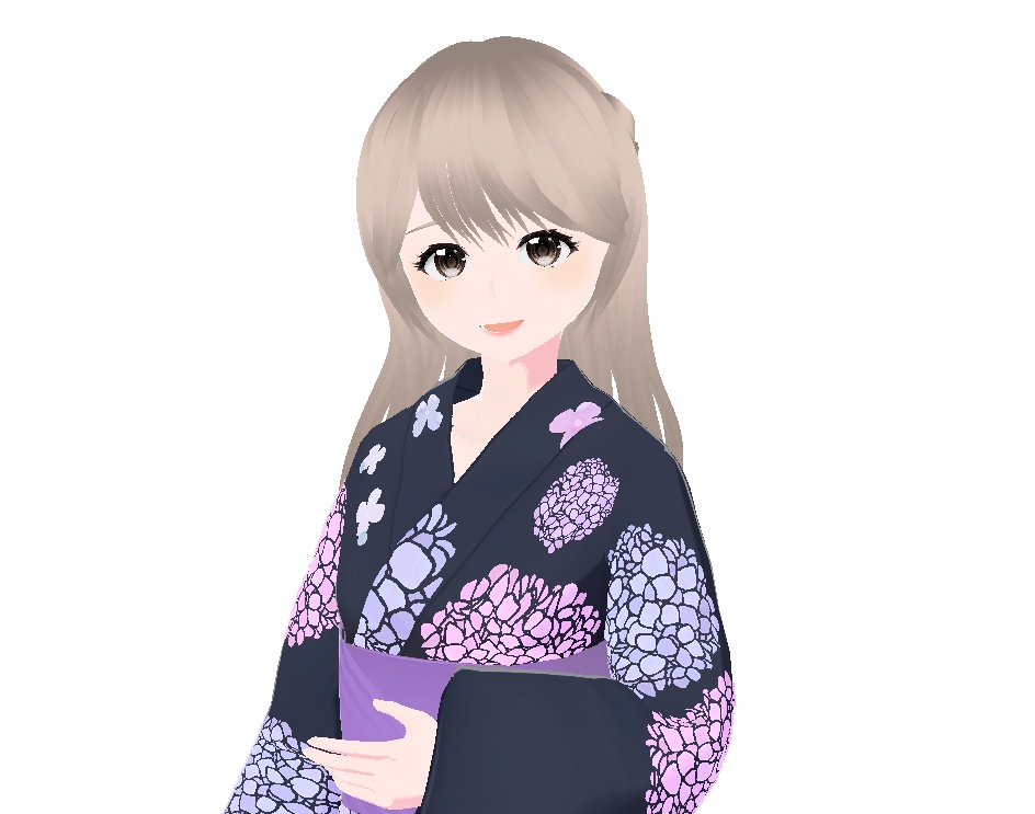 浴衣(あじさい、黒)|Hydrangea Yukata (Black)