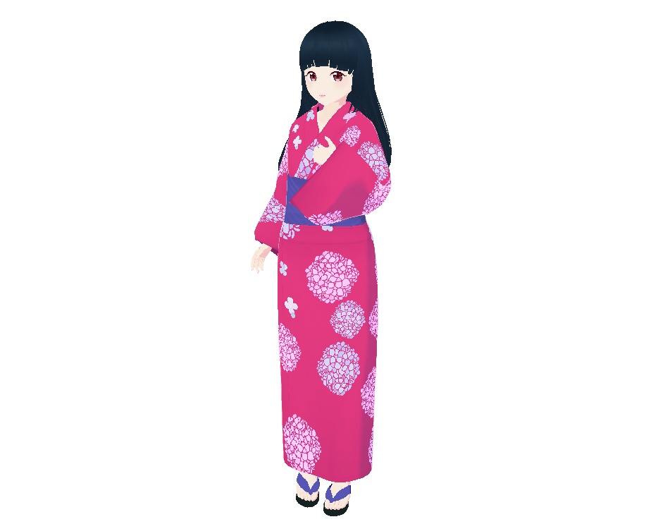浴衣、あじさい(桃紅)|Hydrangea Yukata (Rose Pink)
