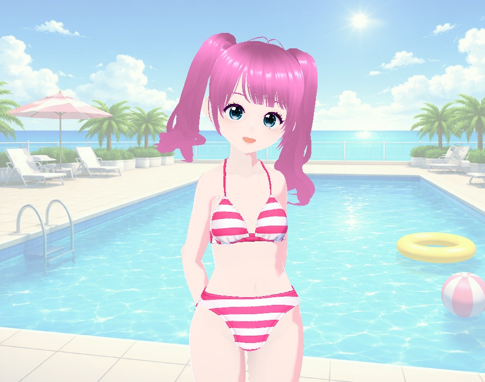 水着(ビキニ、キャンディーストライプ)|Swimsuit (Bikini, Candy Stripe)