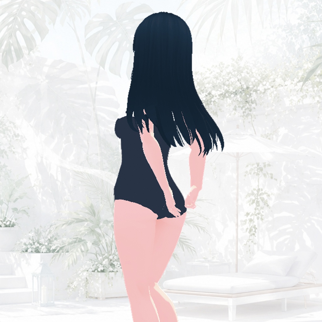 水着(オフショルダー、ラベンダー&ネイビー)|Swimsuit (Off-Shoulder, Lavender & Navy)