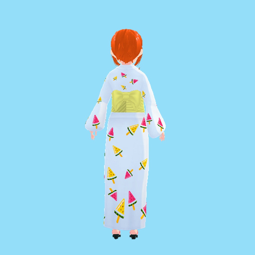 浴衣(スイカアイス、白)|Watermelon Ice Pops Yukata (White)