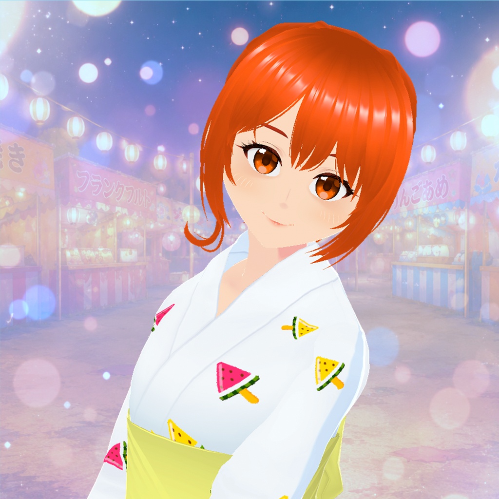 浴衣(スイカアイス、白)|Watermelon Ice Pops Yukata (White)
