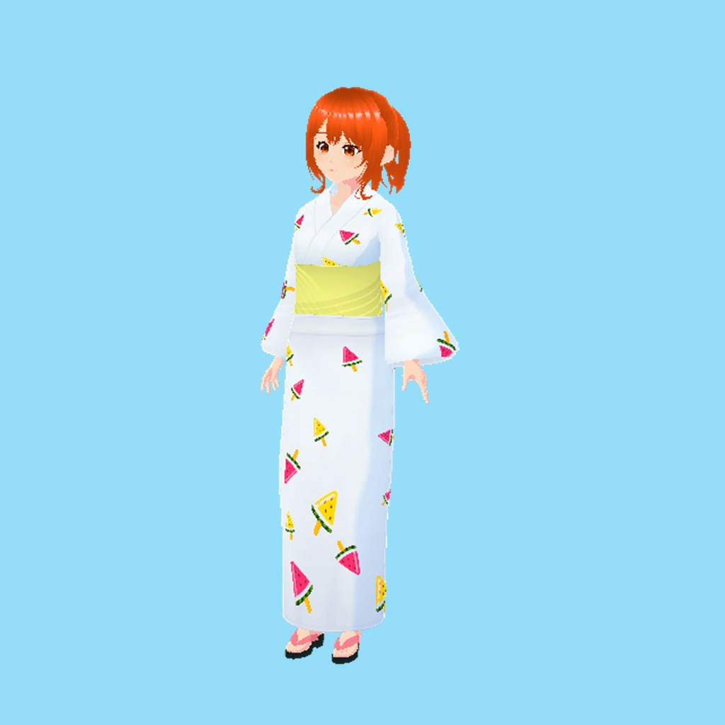 浴衣(スイカアイス、白)|Watermelon Ice Pops Yukata (White)