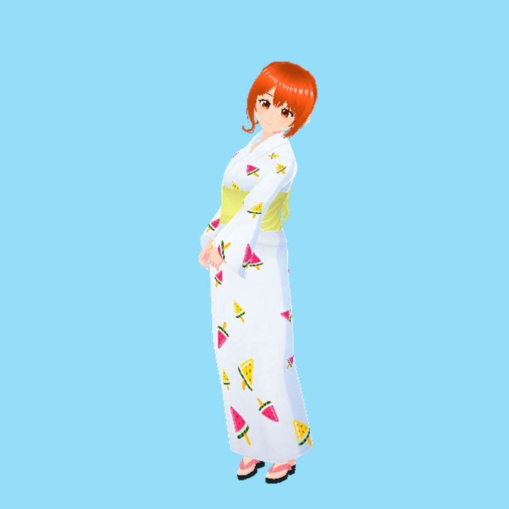 浴衣(スイカアイス、白)|Watermelon Ice Pops Yukata (White)