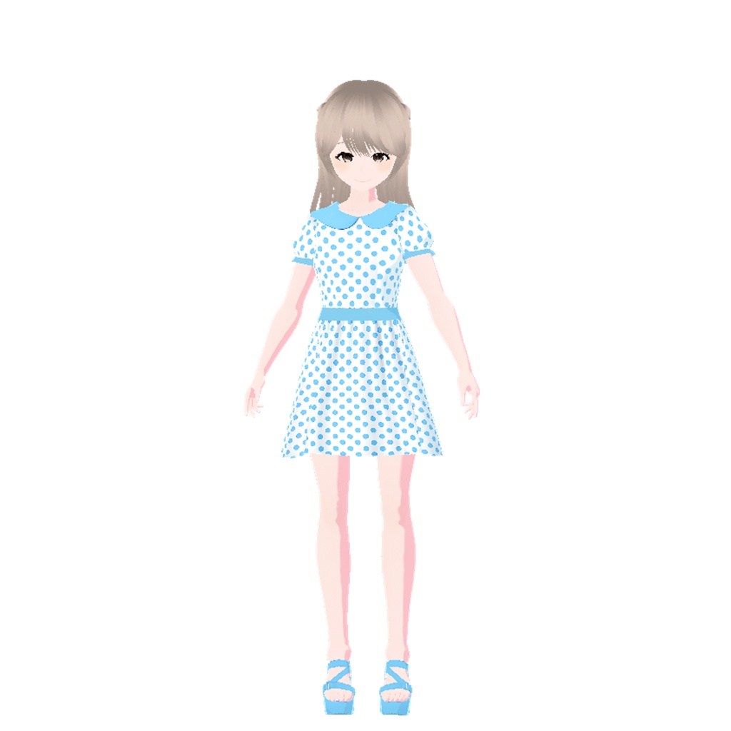 ドットワンピース(水色)|Polka Dot Dress (Light Blue)