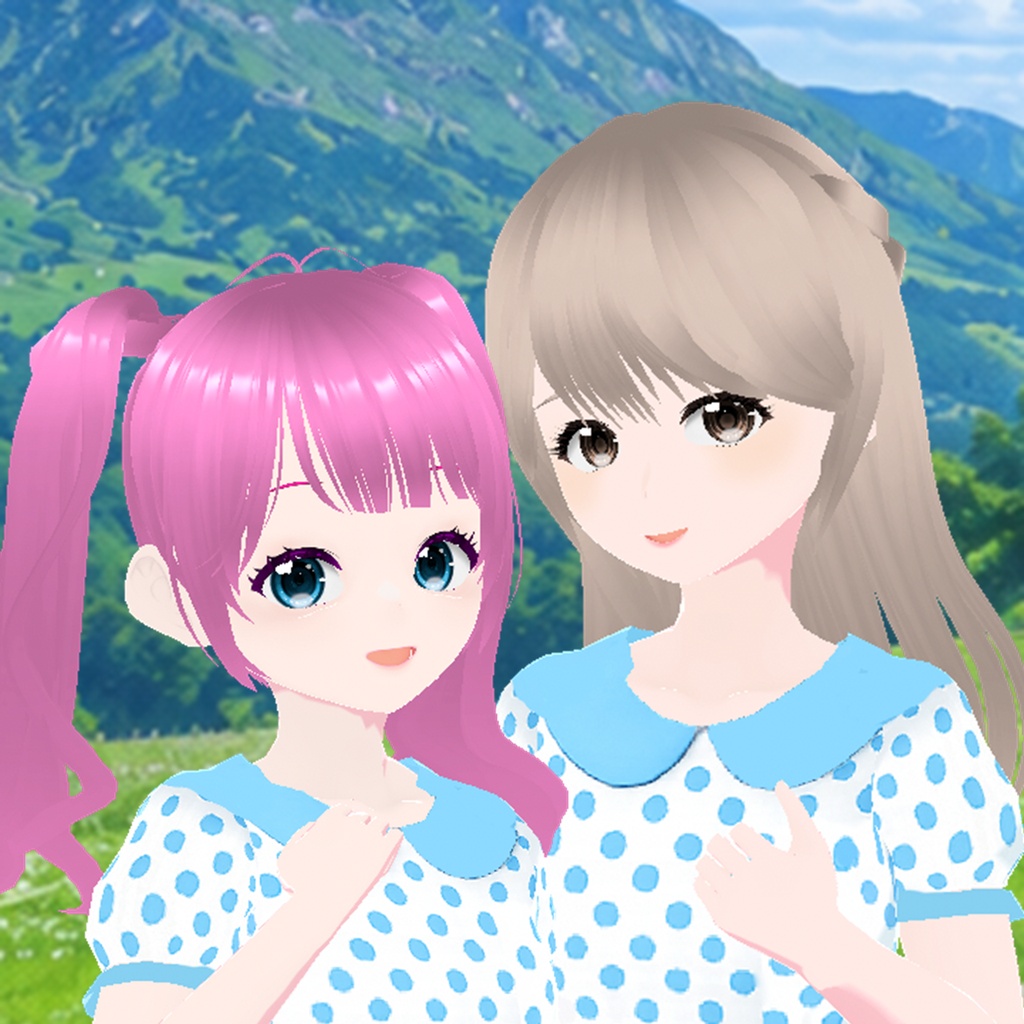ドットワンピース(水色)|Polka Dot Dress (Light Blue)