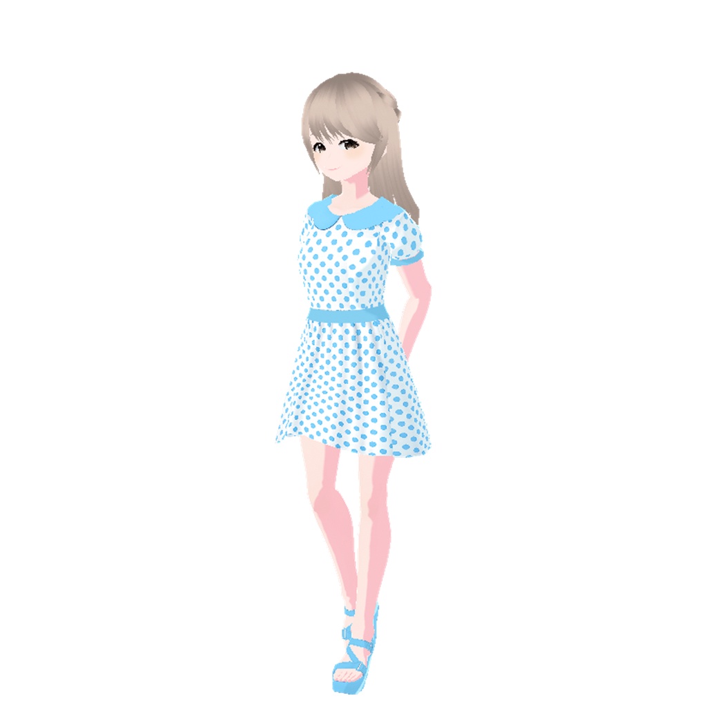 ドットワンピース(水色)|Polka Dot Dress (Light Blue)