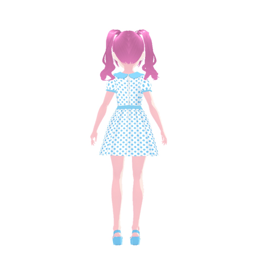 ドットワンピース(水色)|Polka Dot Dress (Light Blue)