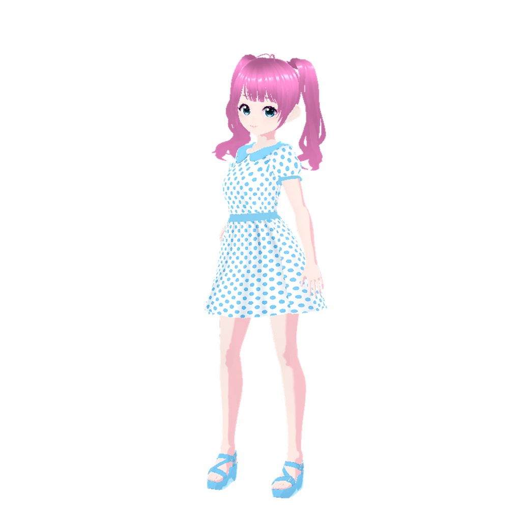 ドットワンピース(水色)|Polka Dot Dress (Light Blue)