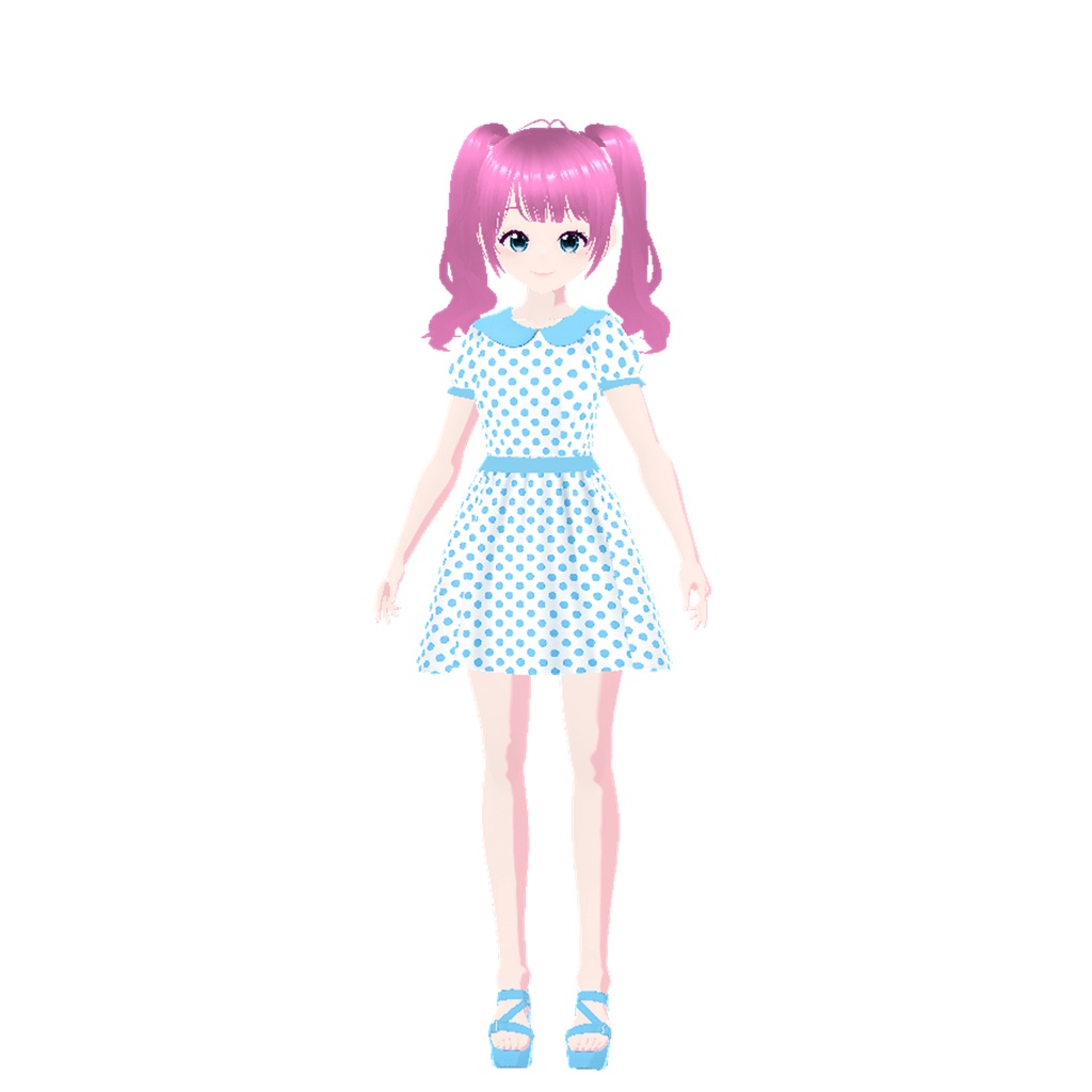 ドットワンピース(水色)|Polka Dot Dress (Light Blue)