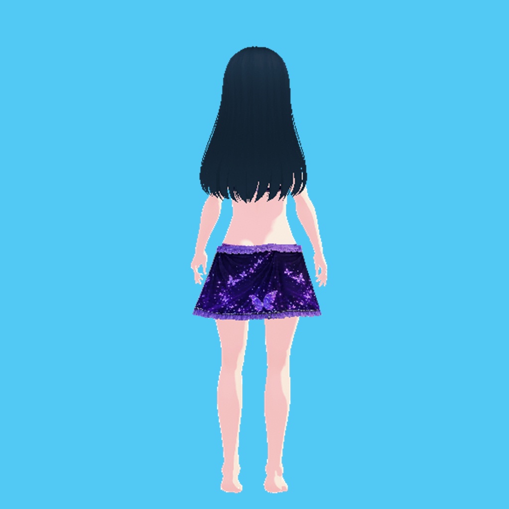 紫蝶ビキニ&パレオ 3点セット(紫)|Purple Butterfly Bikini & Pareo Set (Purple)
