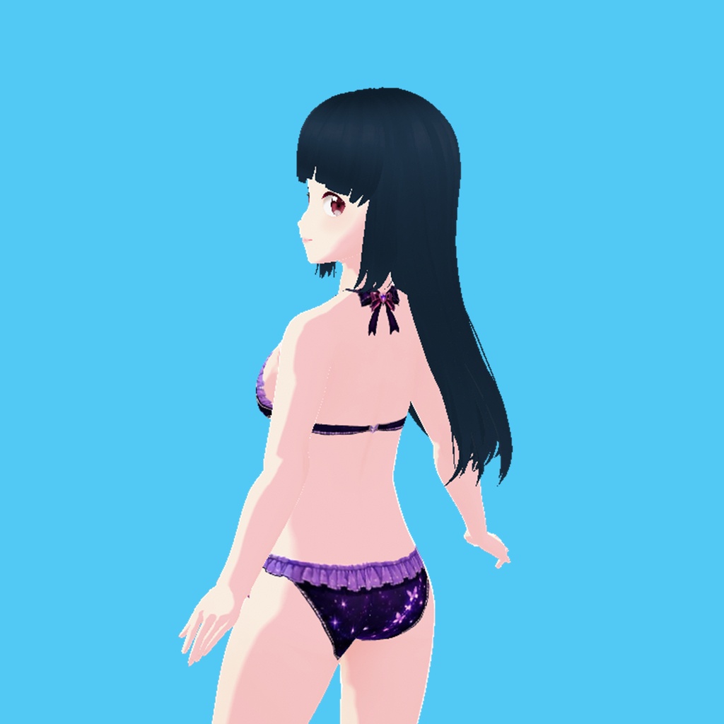 紫蝶ビキニ&パレオ 3点セット(紫)|Purple Butterfly Bikini & Pareo Set (Purple)