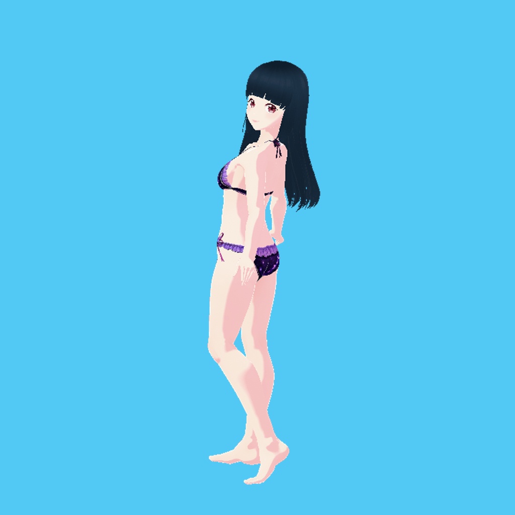 紫蝶ビキニ&パレオ 3点セット(紫)|Purple Butterfly Bikini & Pareo Set (Purple)