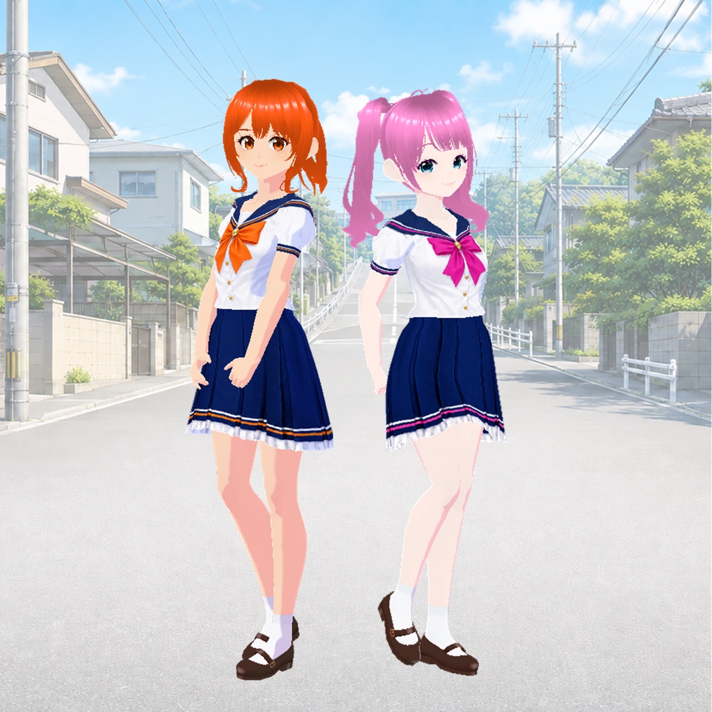 セーラーフリル（オレンジ・ピンク）｜Sailor Frill Outfit (Orange & Pink)