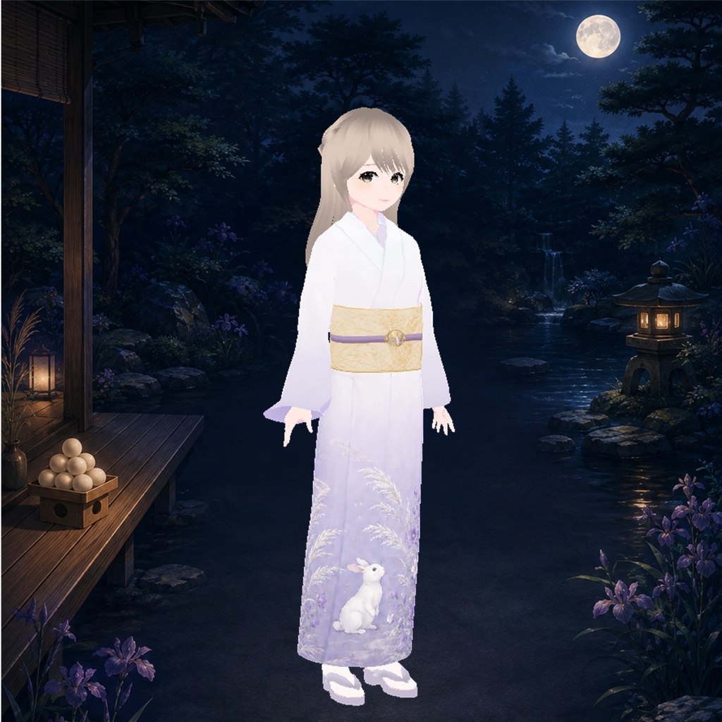 着物（月見うさぎ）｜Kimono (Moon-Gazing Rabbit)