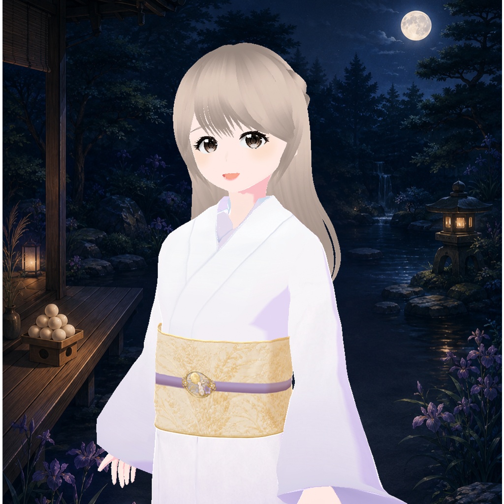 着物(月見うさぎ)|Kimono (Moon-Gazing Rabbit)