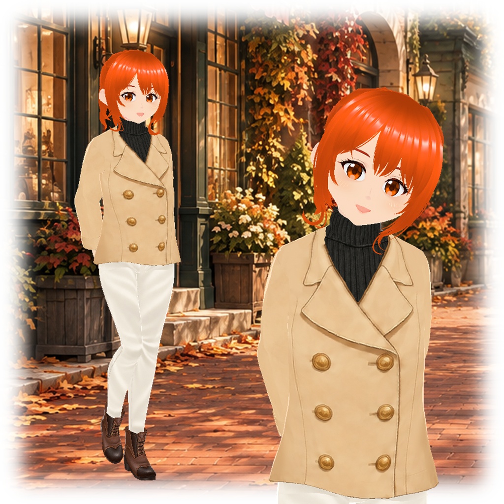 トレンチパンツ（ベージュ）｜Trench-Style Pants Outfit (Beige)【VRoid衣装】