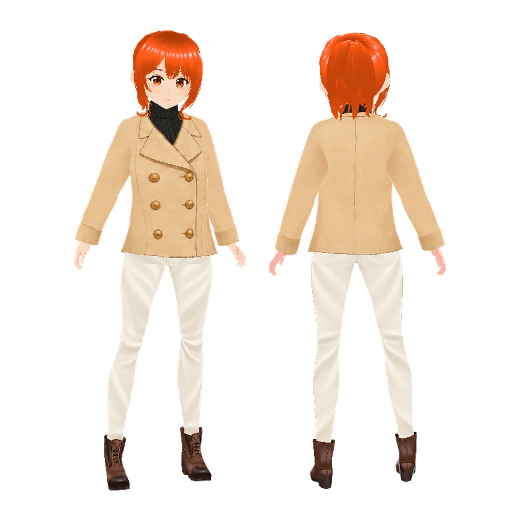 トレンチパンツ(ベージュ)|Trench-Style Pants Outfit (Beige)【VRoid衣装】