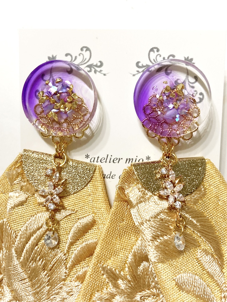 インド刺繍リボンの耳飾り【刀剣乱舞】