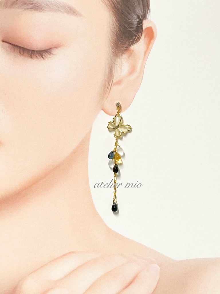 蝶々と雫のイヤーアクセサリー【刀剣乱舞】