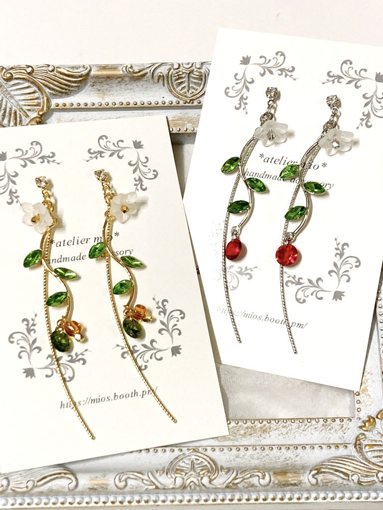 白花とリーフのイヤーアクセサリー【刀剣乱舞】