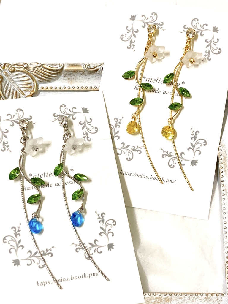 白花とリーフのイヤーアクセサリー【刀剣乱舞】