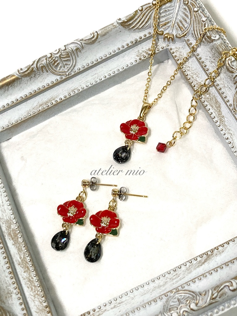 沖田組軽装イメージ 椿の耳飾りと首飾り【刀剣乱舞】