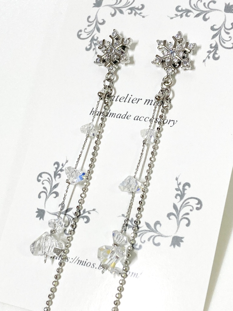 江雪左文字イメージ 雪片のイヤーアクセサリー・ロングネックレス【刀剣乱舞】