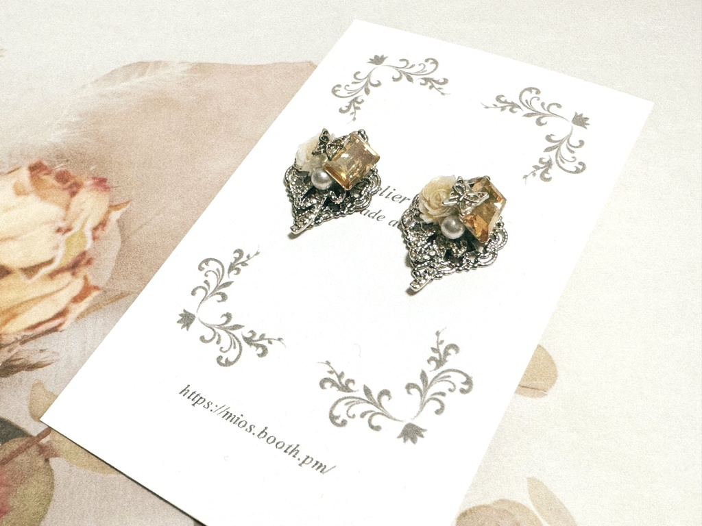 薔薇のビジューイヤーアクセサリー・ネックレス【hypnosismic】