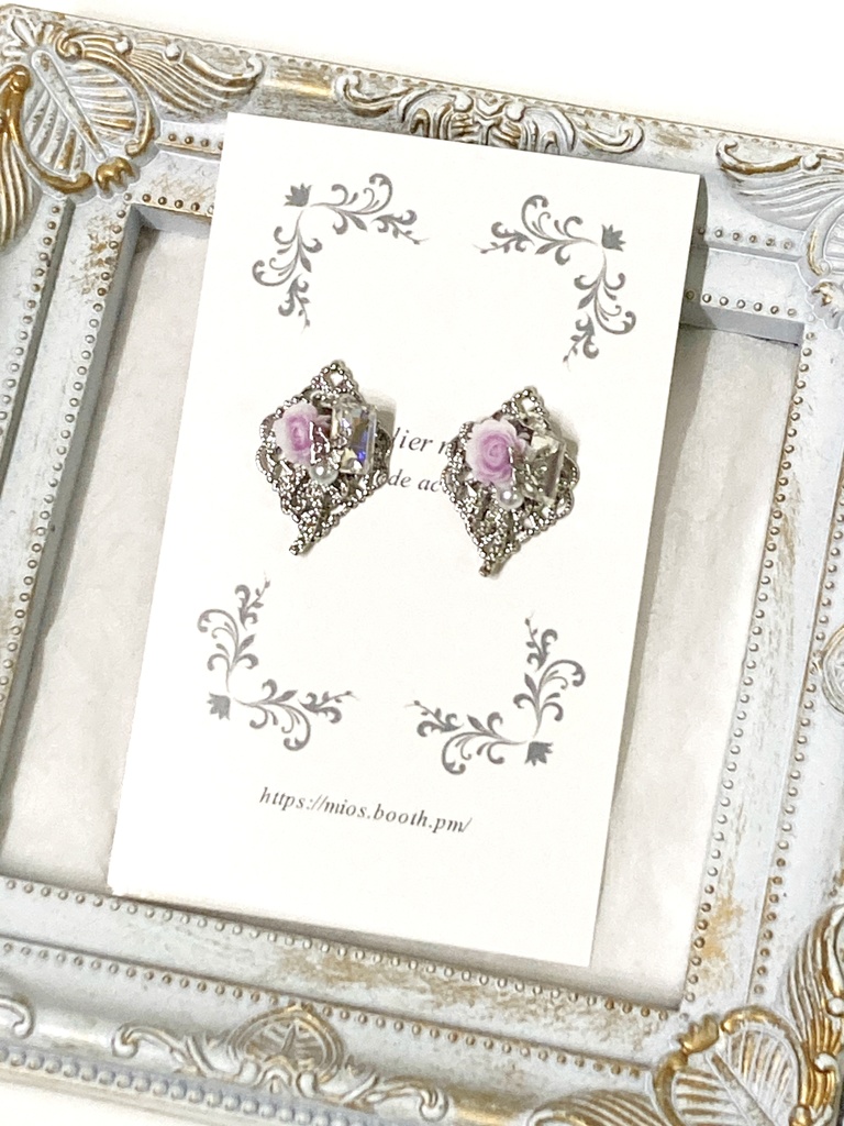 薔薇のビジューイヤーアクセサリー・ネックレス【hypnosismic】