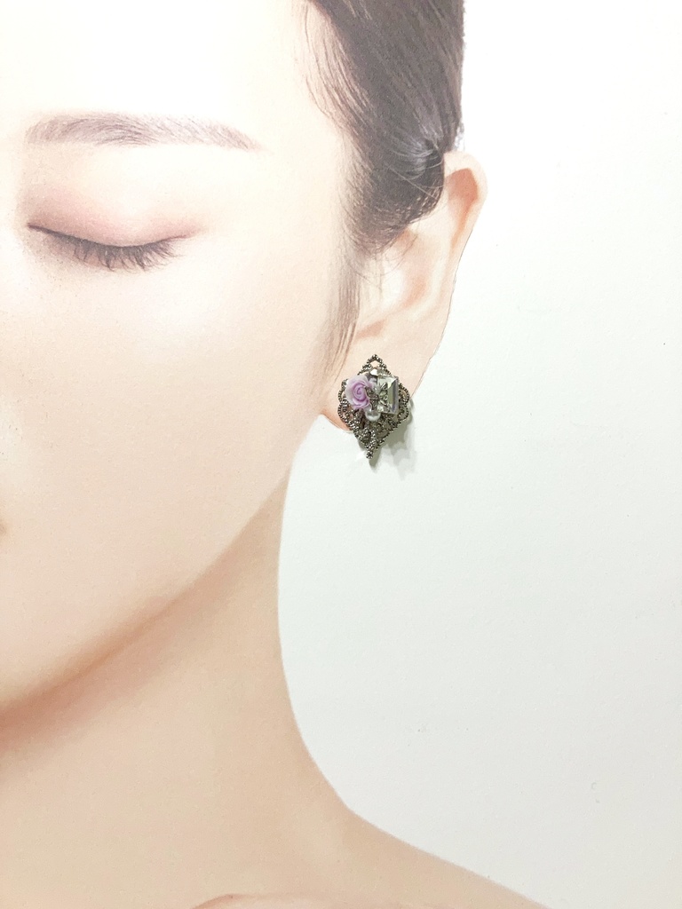 薔薇のビジューイヤーアクセサリー・ネックレス【hypnosismic】