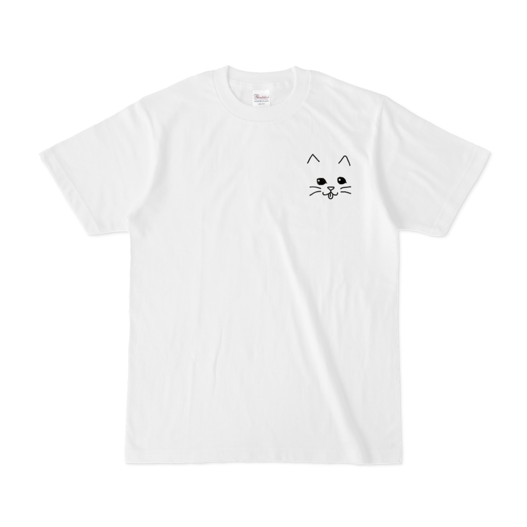シンプル ねこ 左胸 Tシャツ ホワイト