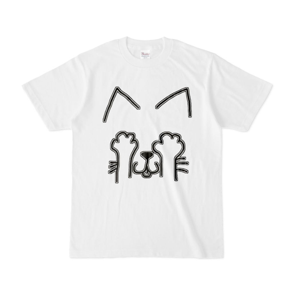 目隠しねこ Tシャツ ホワイト