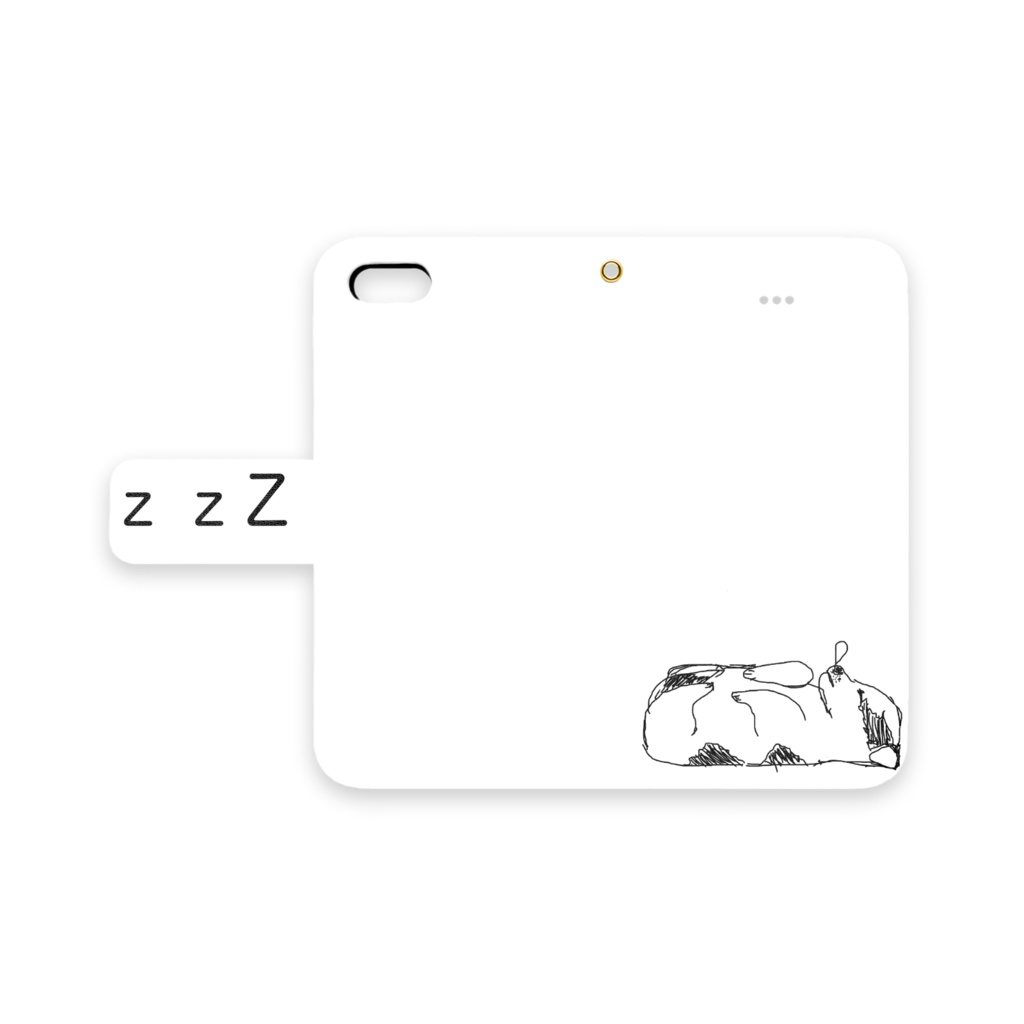 ねむねむわんこ 手帳型iPhoneケース ホワイト