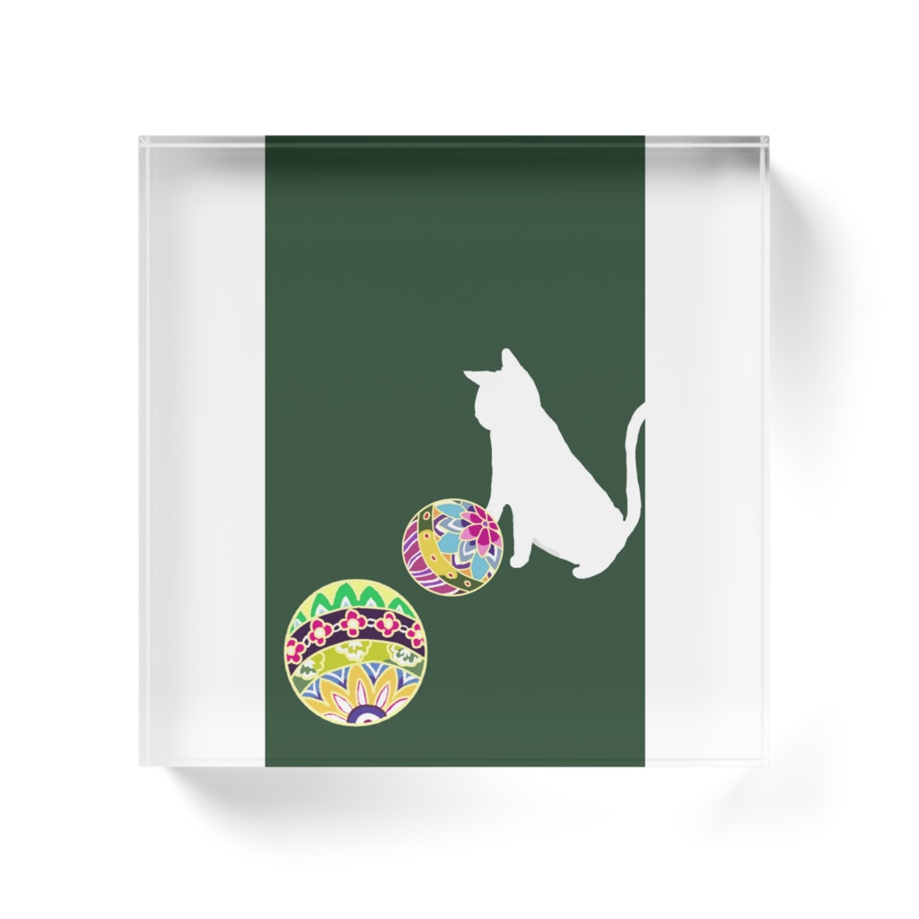 ねこ 和柄 アクリルブロック