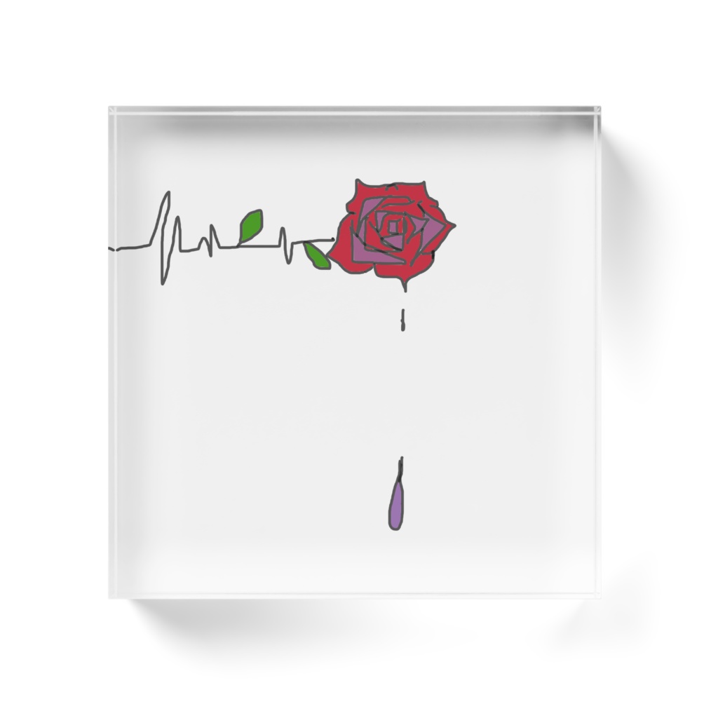 バラ 花柄 アクリルブロック