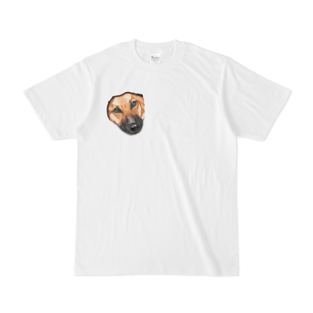 ひょっこりわんこ シェパード Tシャツ 右胸 ホワイト