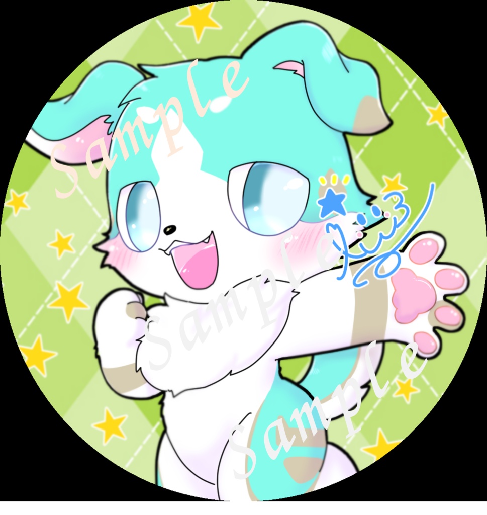 缶バッジ（イラスト：元気あいすくんサイン入り）