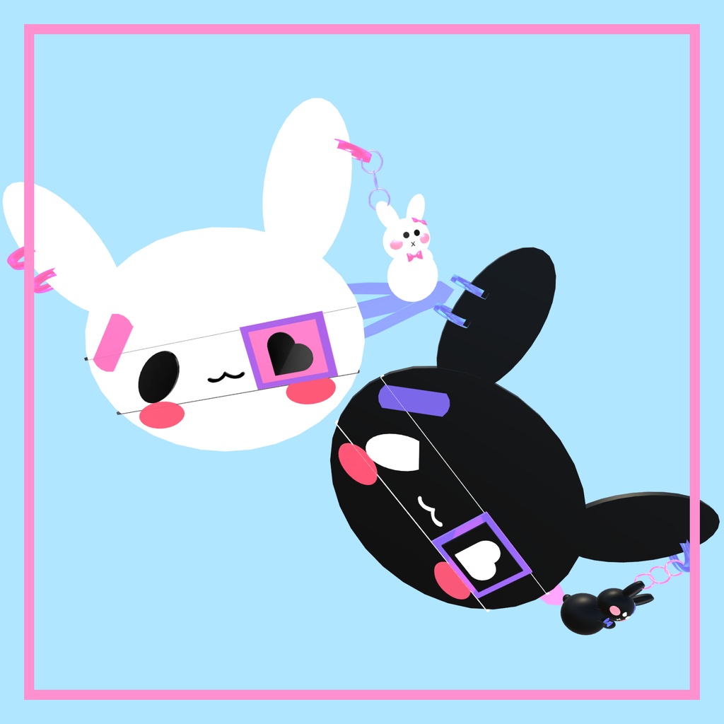 ♡病みうさピン♡　白、黒