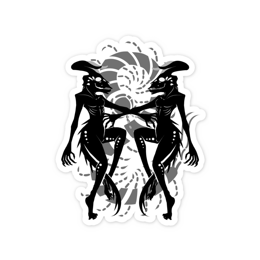 ムカデと女ステッカー