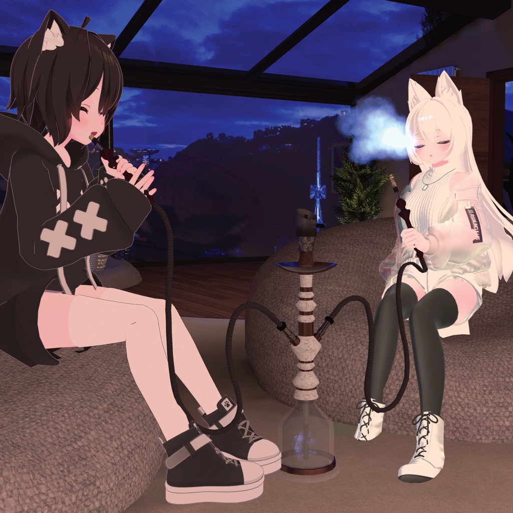 二人で吸えるシーシャ【VRCアバターギミック】