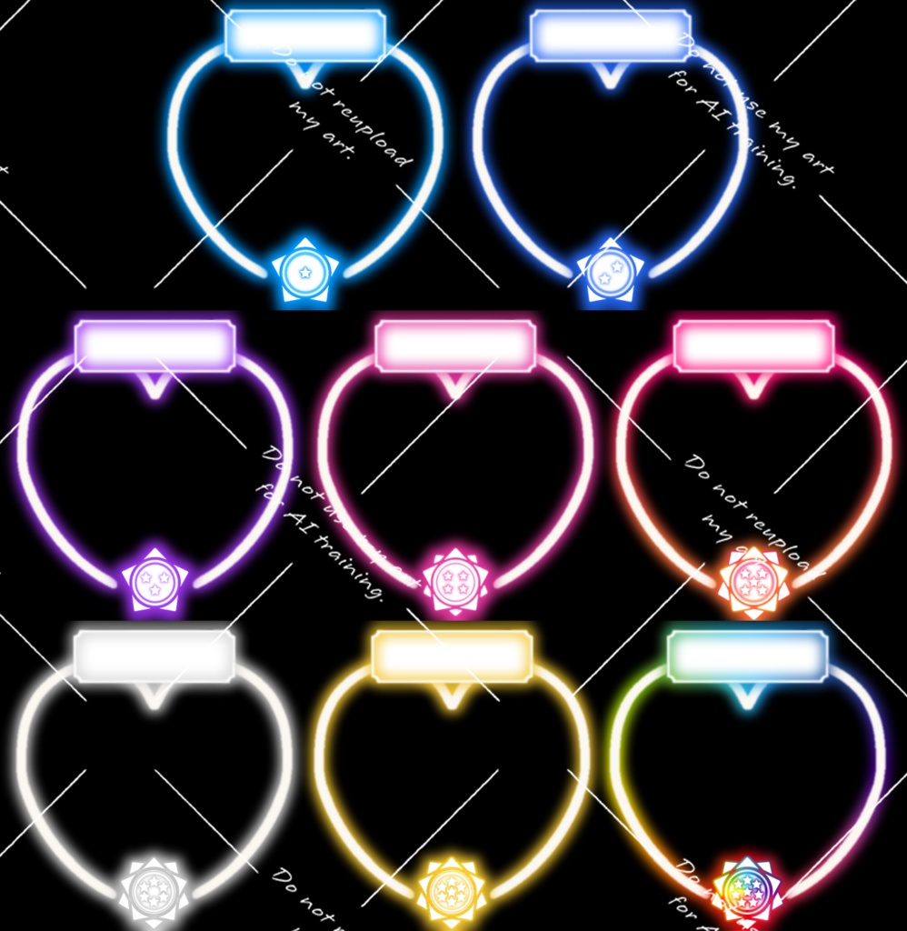 【IRIAMファンバッチアイコンリング】☆1～8までのネオン調リング素材(ハート)