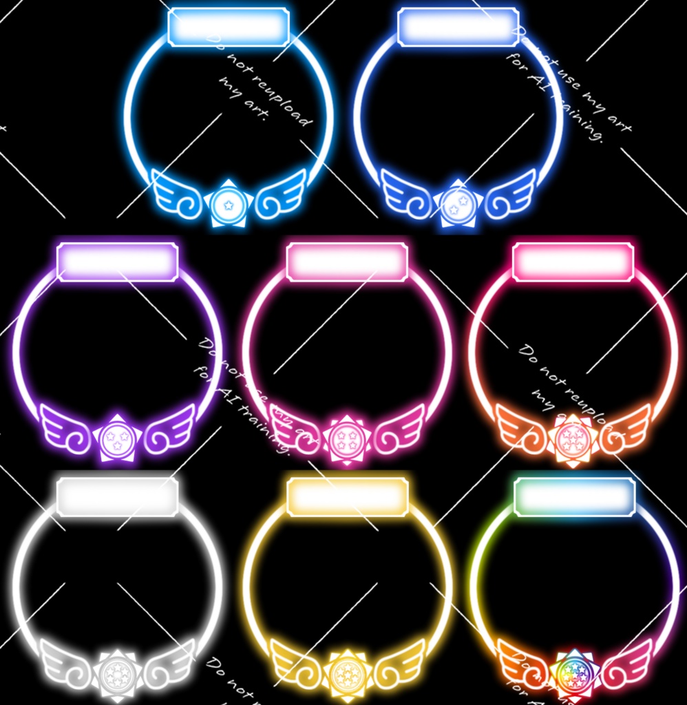 【IRIAMファンバッチアイコンリング】☆1～8までのネオン調リング素材(羽)