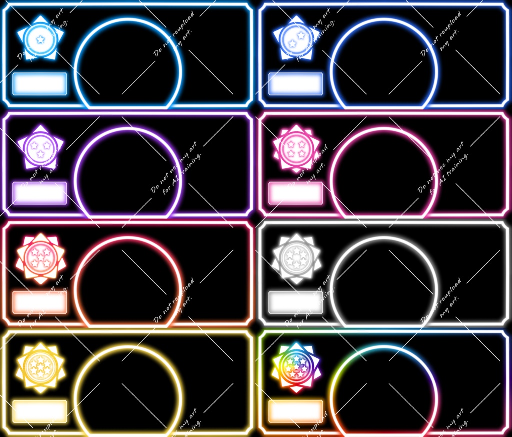 【IRIAMファンバッチヘッダー】☆1～8までのネオン調ヘッダー素材