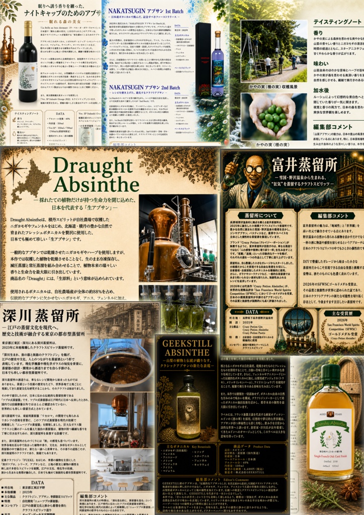 受付終了。先行予約割引【冊子版:Booklet version】現代日本産アブサン図鑑 Modern Japanese Absinthe Guide Volume I
