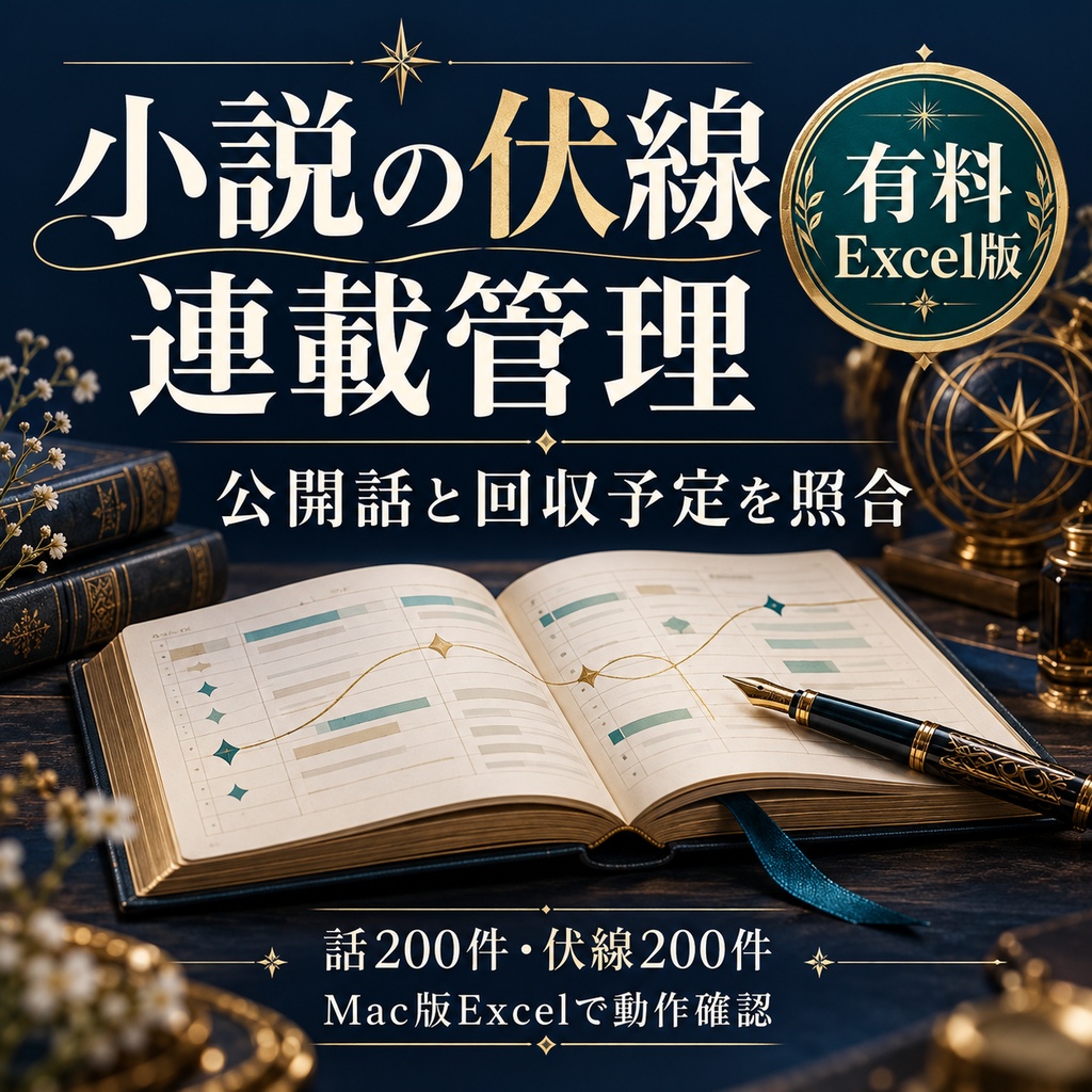 小説伏線・連載管理Excel｜公開話と回収予定を照合【Mac版Excelで動作確認】